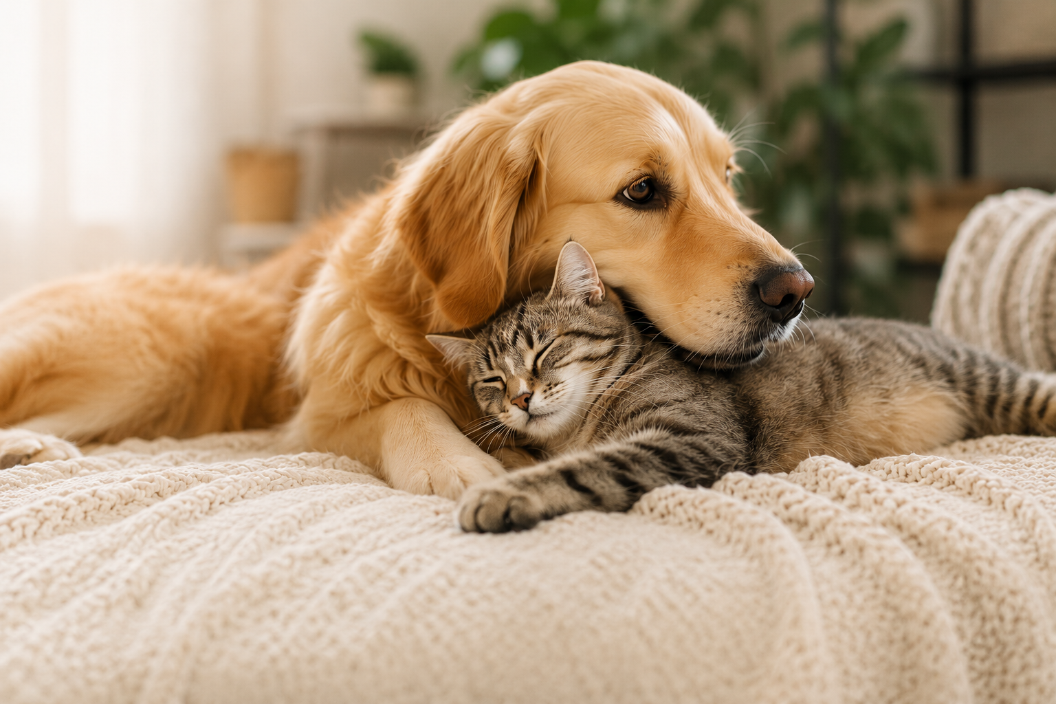 Mutlu kedi ve köpek